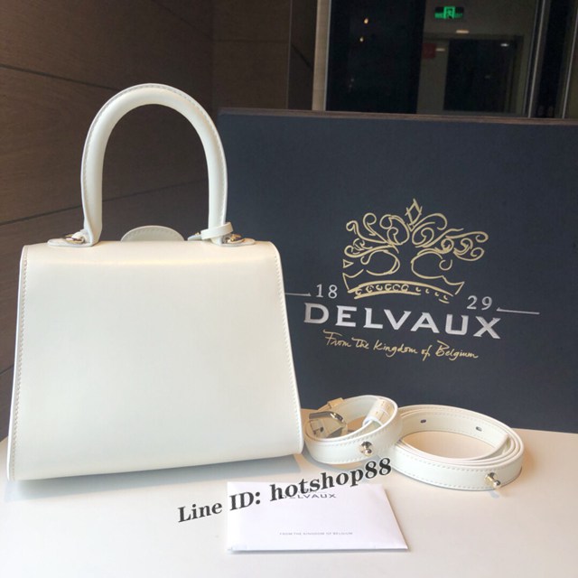 Delvaux專櫃經典款brillant手提包 德爾沃五金雙環象牙白box皮小號女包 bxs1070